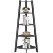 Pemberly Row Modern 5-Tier Wide Corner Bookcase in Gray Wood