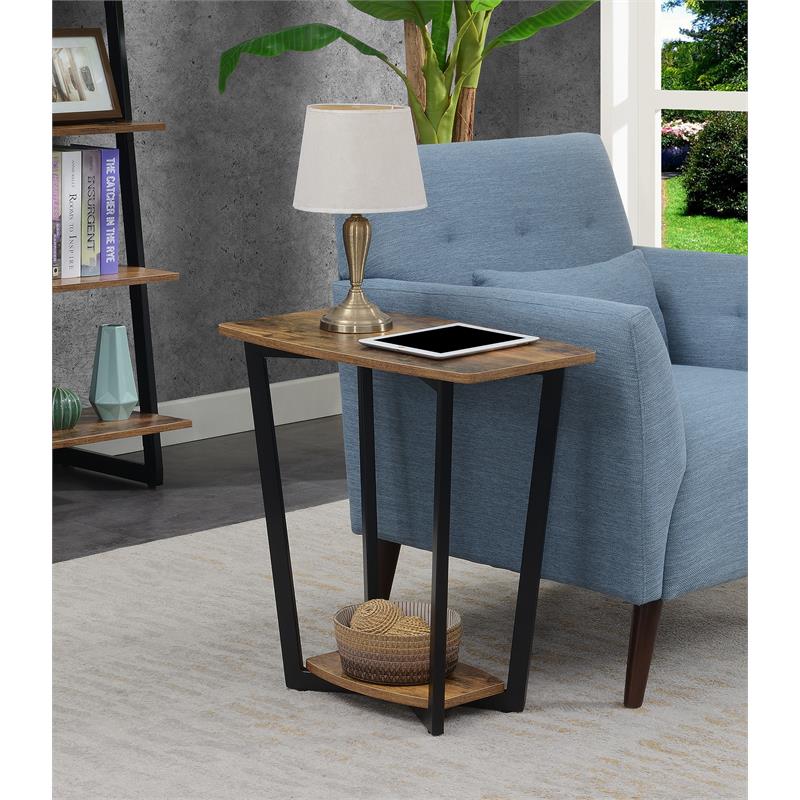 Pemberly Row Modern End Table with Shelf in Nutmeg Wood Finish