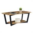 Pemberly Row Modern Coffee Table with Shelf in Nutmeg Wood Finish
