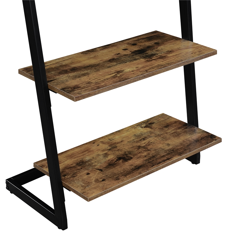 Pemberly Row Contemporary Ladder Bookshelf in Nutmeg Wood Finish
