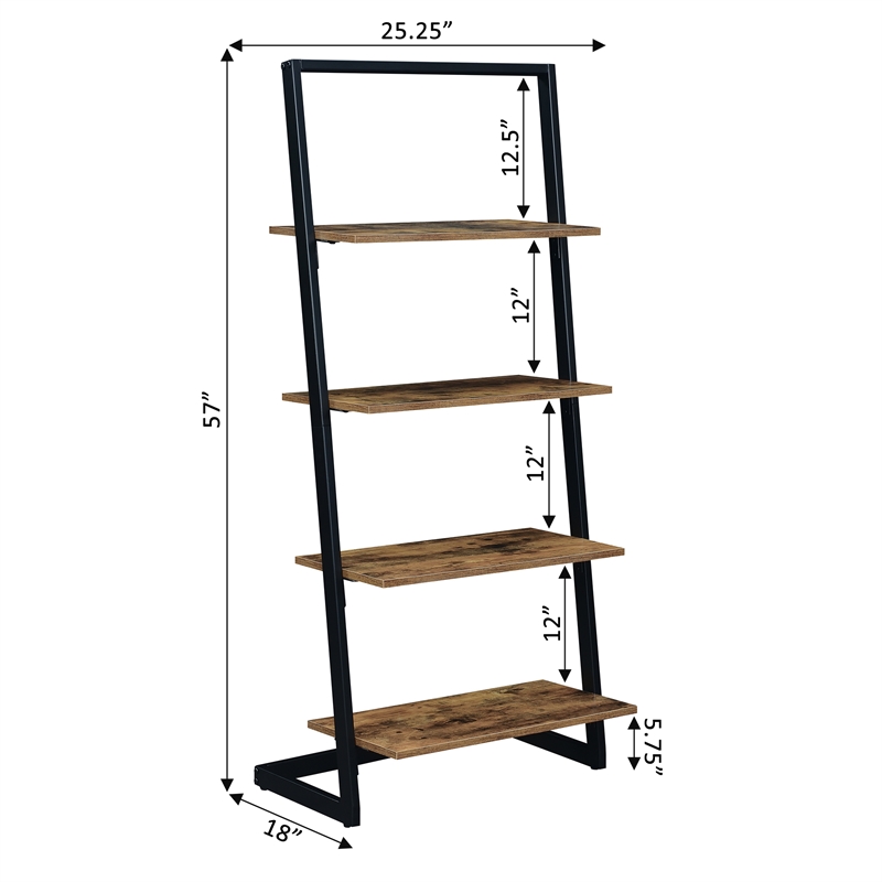 Pemberly Row Contemporary Ladder Bookshelf in Nutmeg Wood Finish