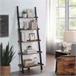 Pemberly Row Contemporary Bookshelf Ladder in Nutmeg Wood Finish