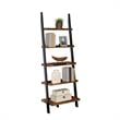 Pemberly Row Contemporary Bookshelf Ladder in Nutmeg Wood Finish