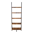 Pemberly Row Contemporary Bookshelf Ladder in Nutmeg Wood Finish