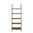 Pemberly Row Contemporary Bookshelf Ladder in Nutmeg Wood Finish