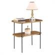 Pemberly Row Chairside End Table with Shelf in Brown Wood Finish