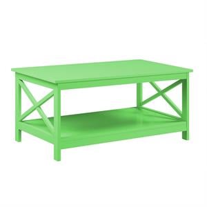 Pemberly Row Coffee Table with Shelf in Lime Green Wood Finish
