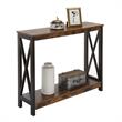Pemberly Row Modern Console Table with Shelf in Nutmeg Wood Finish