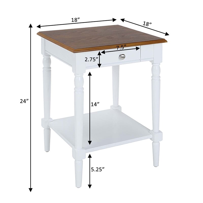 Pemberly Row One-Drawer End Table with Shelf in White Wood Finish