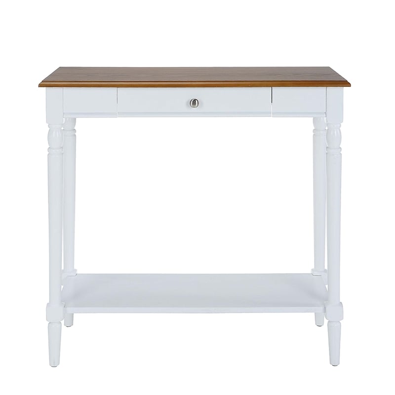 Pemberly Row One-Drawer Hall Table with Shelf in White Wood Finish