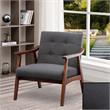 Pemberly Row Contemporary Accent Chair in Gray Faux Linen Fabric