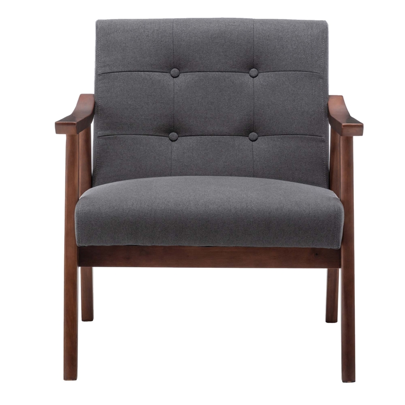 Pemberly Row Contemporary Accent Chair in Gray Faux Linen Fabric