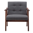 Pemberly Row Contemporary Accent Chair in Gray Faux Linen Fabric