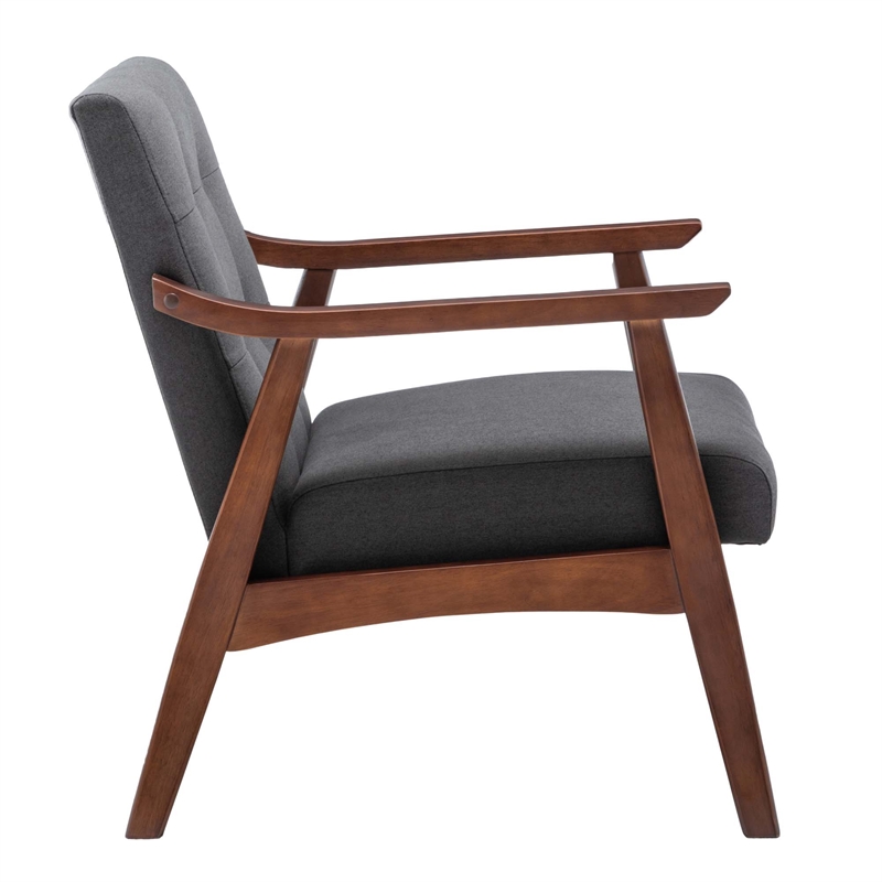Pemberly Row Contemporary Accent Chair in Gray Faux Linen Fabric