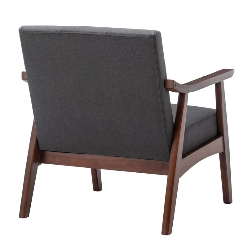 Pemberly Row Contemporary Accent Chair in Gray Faux Linen Fabric