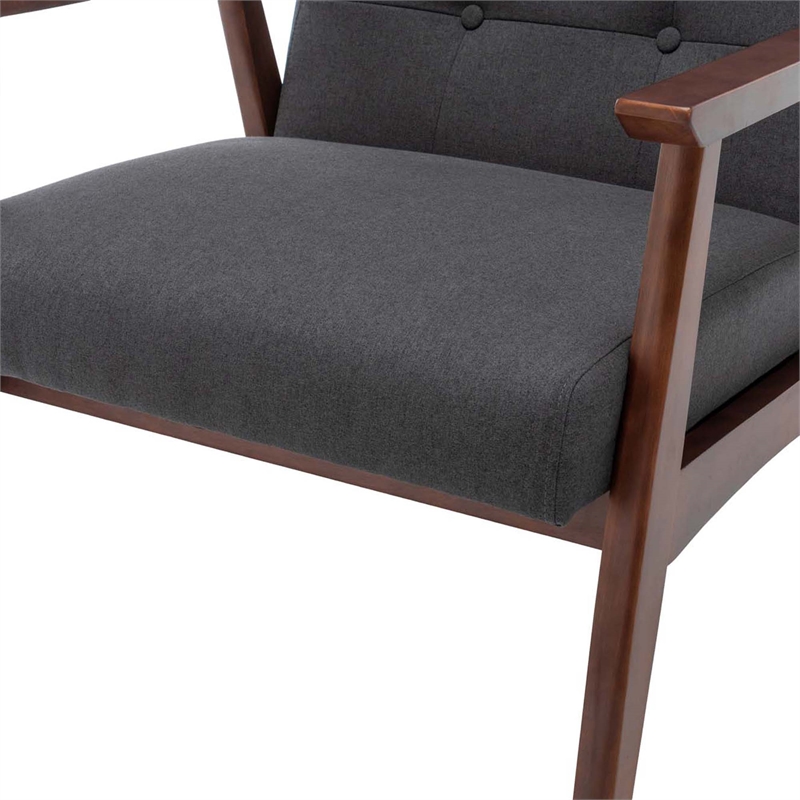 Pemberly Row Contemporary Accent Chair in Gray Faux Linen Fabric