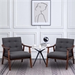 Pemberly Row Contemporary Accent Chair in Gray Faux Linen Fabric