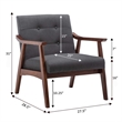 Pemberly Row Contemporary Accent Chair in Gray Faux Linen Fabric