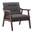 Pemberly Row Contemporary Accent Chair in Gray Faux Linen Fabric