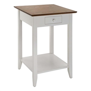 Pemberly Row One-Drawer End Table with Shelf in White Wood Finish