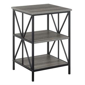 Pemberly Row Modern End Table with Shelves in Gray Wood Finish