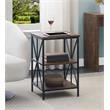 Pemberly Row Modern End Table with Shelves in Nutmeg Wood Finish
