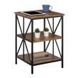 Pemberly Row Modern End Table with Shelves in Nutmeg Wood Finish