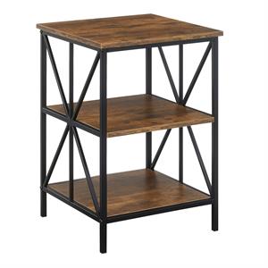 Pemberly Row Modern End Table with Shelves in Nutmeg Wood Finish
