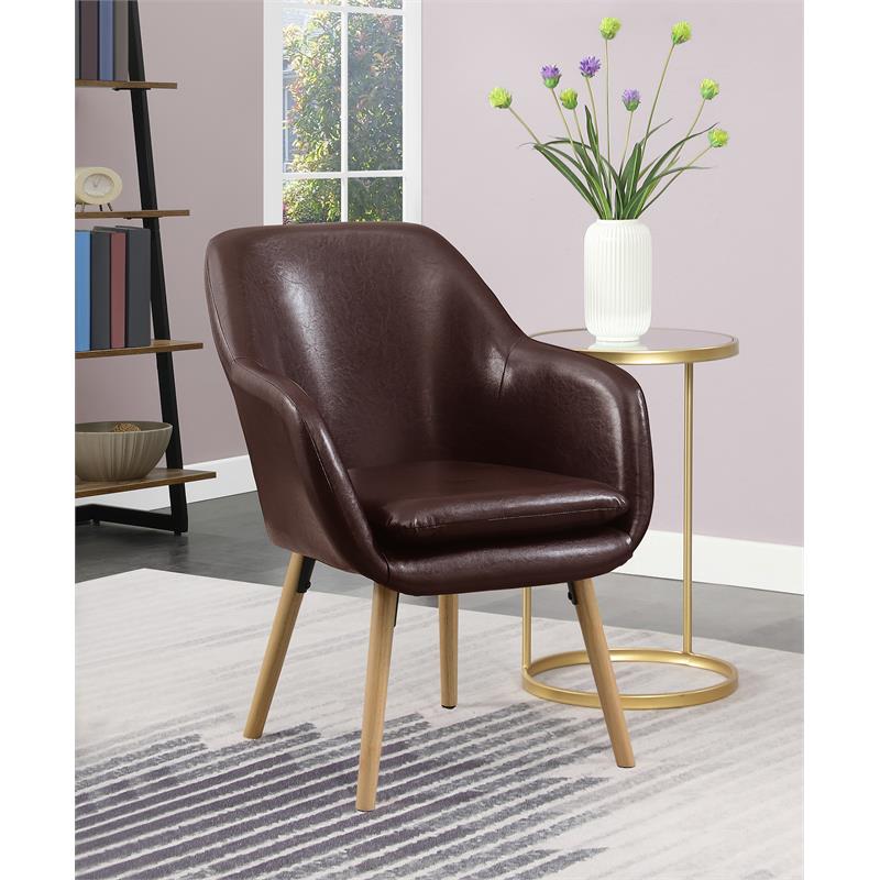 Pemberly Row Modern Accent Chair in Espresso Faux Leather Finish