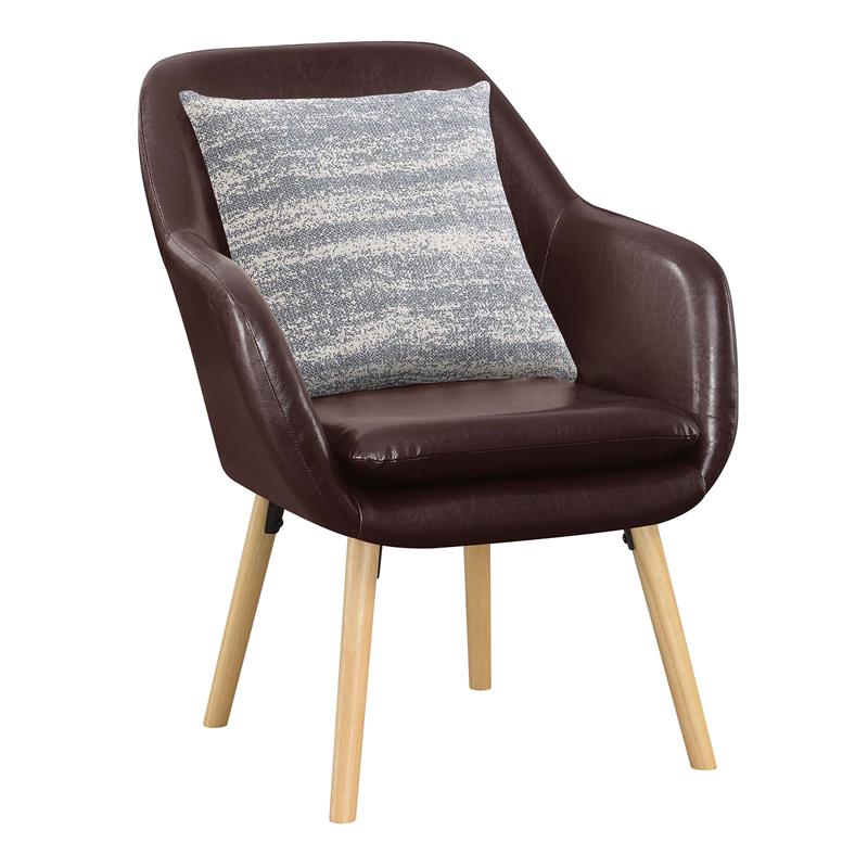 Pemberly Row Modern Accent Chair in Espresso Faux Leather Finish