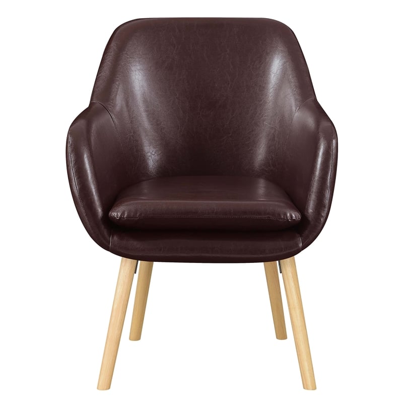 Pemberly Row Modern Accent Chair in Espresso Faux Leather Finish
