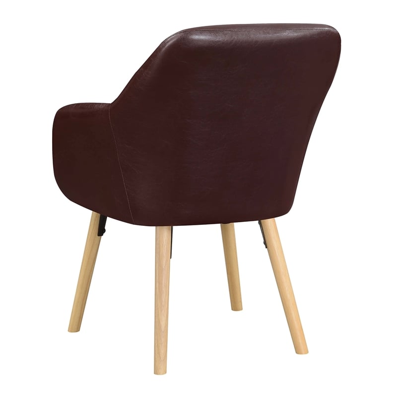 Pemberly Row Modern Accent Chair in Espresso Faux Leather Finish