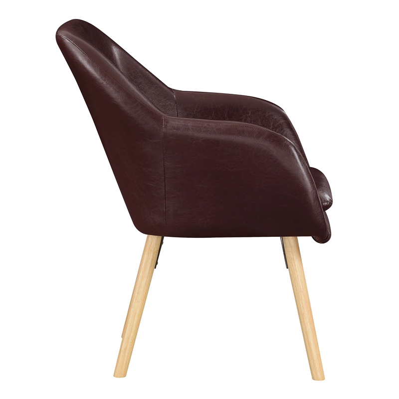 Pemberly Row Modern Accent Chair in Espresso Faux Leather Finish