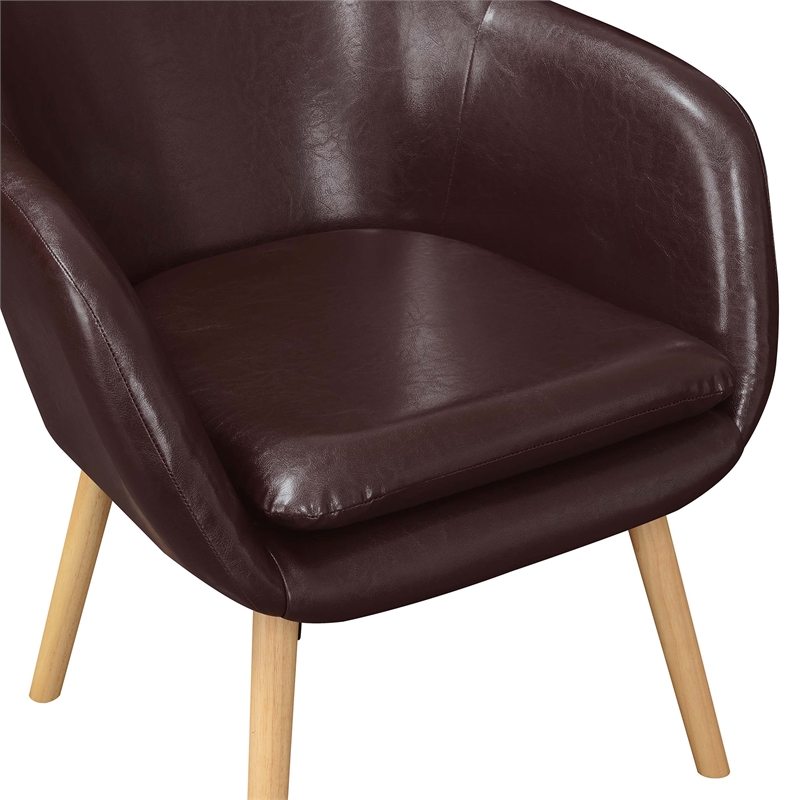 Pemberly Row Modern Accent Chair in Espresso Faux Leather Finish