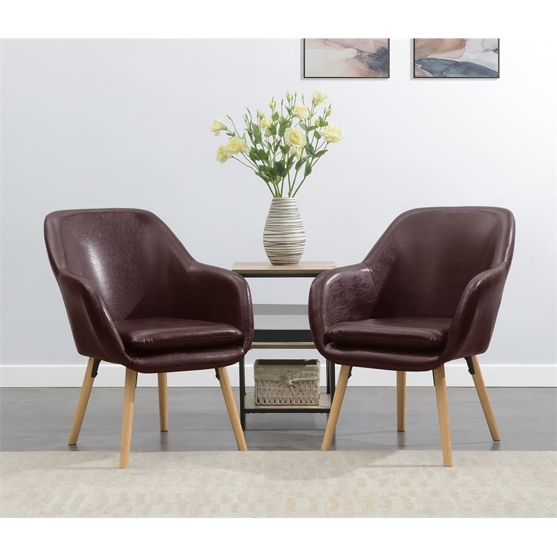 Pemberly Row Modern Accent Chair in Espresso Faux Leather Finish
