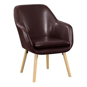 Pemberly Row Modern Accent Chair in Espresso Faux Leather Finish