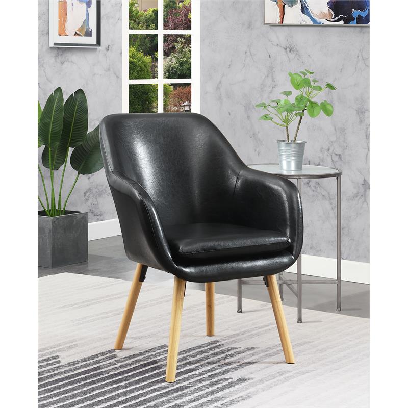 Pemberly Row Modern Accent Chair in Black Faux Leather Finish
