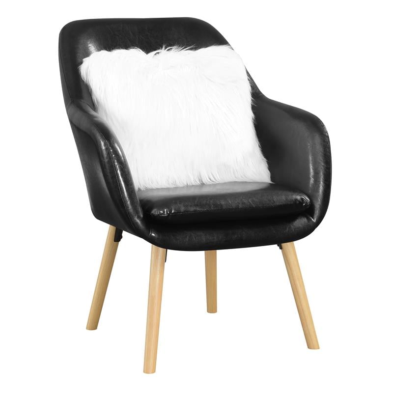 Pemberly Row Modern Accent Chair in Black Faux Leather Finish