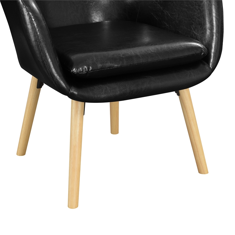 Pemberly Row Modern Accent Chair in Black Faux Leather Finish