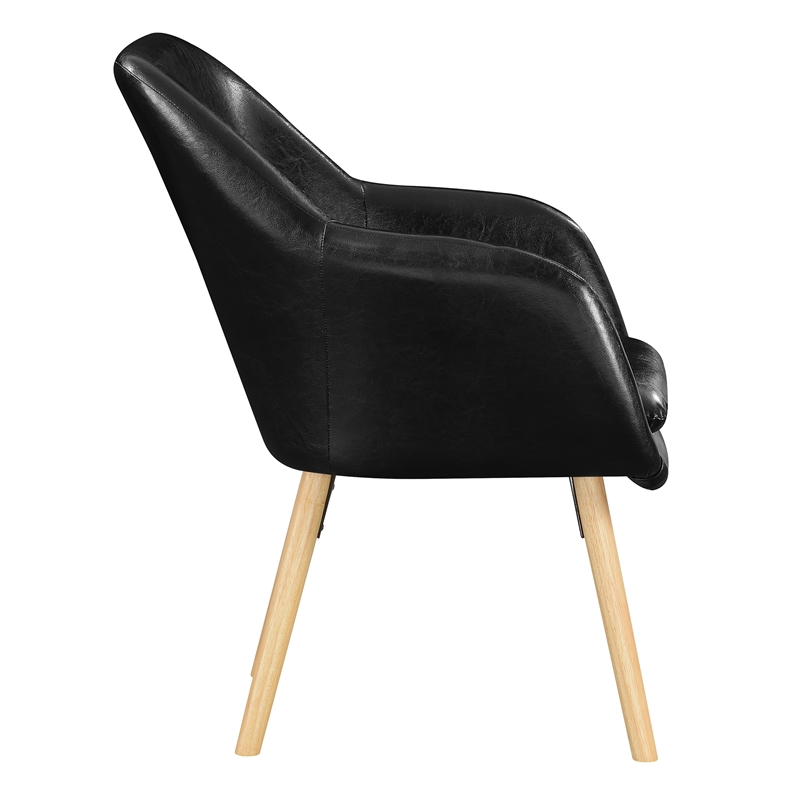 Pemberly Row Modern Accent Chair in Black Faux Leather Finish