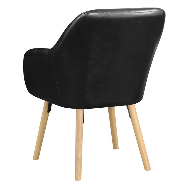 Pemberly Row Modern Accent Chair in Black Faux Leather Finish
