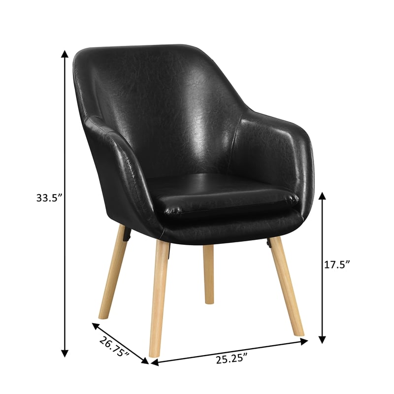 Pemberly Row Modern Accent Chair in Black Faux Leather Finish
