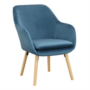 Pemberly Row Contemporary Accent Chair in Blue Velvet Fabric
