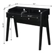 Pemberly Row Deluxe Two-Drawer Desk with Shelf in Black Wood Finish