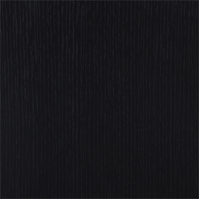 Pemberly Row Deluxe Two-Drawer Desk with Shelf in Black Wood Finish