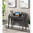Pemberly Row Deluxe Two-Drawer Desk with Shelf in Gray Wood Finish