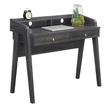 Pemberly Row Deluxe Two-Drawer Desk with Shelf in Gray Wood Finish