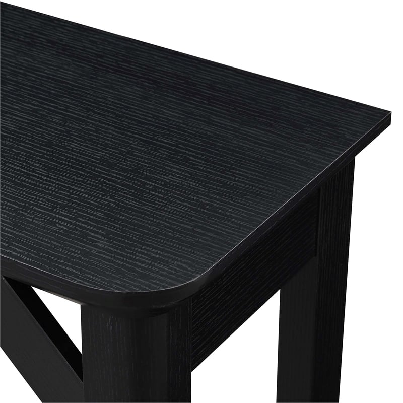 Pemberly Row Modern Hall Table with Shelf in Black Wood Finish
