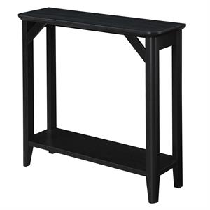 Pemberly Row Modern Hall Table with Shelf in Black Wood Finish