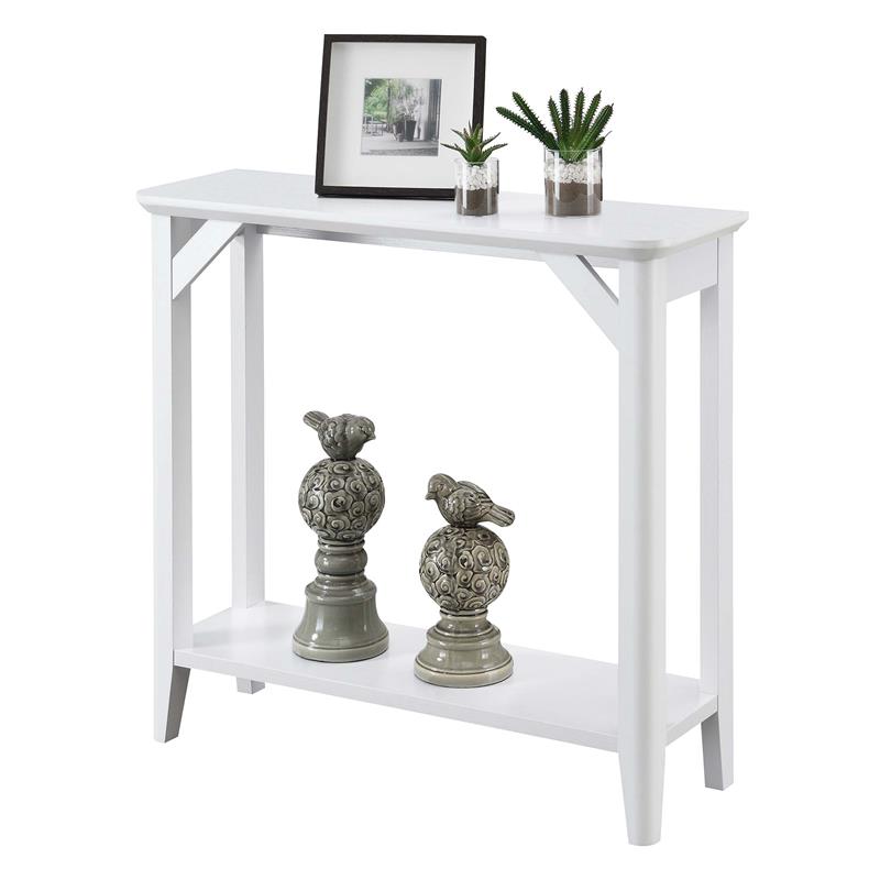 Pemberly Row Modern Hall Table with Shelf in White Wood Finish